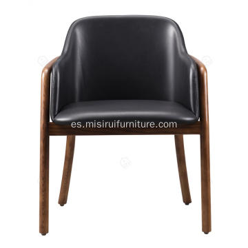 Diseñador de sillas individuales de reposabrazos de cuero negro